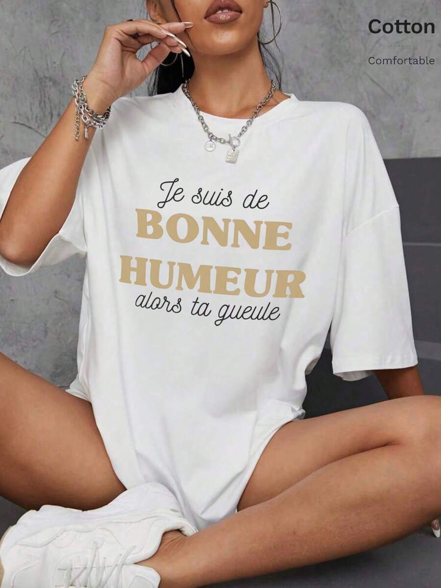 女款純色圓領短袖寬鬆T卹,100%棉質上衣, 個性態度情緒表達主題標語圖案印花,春夏裝日常休閒女裝,街頭服飾,外出度假,noistamujer,camiseta oversize mujer,motif mujer,camiseta manga corta mujer,top verguano,motif mujer,camiseta manga corta mujer,top verguano, paiguer,aunpaer the mror,hir),top verguer,Funpaer,arguers,top verguer,arpas 好的 好的課thing,fiesta,sudaderas de mujer,conjunto mujer invierno,ropa verano mujer,verano mujer,y2k, mujer,elenzga curve,ropa curvy mujer,sudadera mujer talla grande,friends,envio rapido, curve,vacation,casual,情侶款,辦公室/休息室/居家/戶外運動/復古風/簡約,趣味設計,四季通用休閒上衣,白色上衣 - 白色 - 查看 1