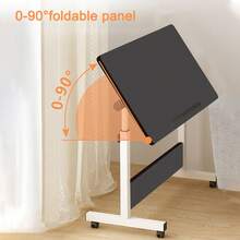 Rolling Desk Adjustable Height,Portable Laptop Desks,Small Standing Desk With Wheels For Home Office - Black - View 3