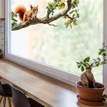 1片逼真动物图案装饰窗贴 - 静电吸附玻璃贴纸，树枝图案，可移除且不留残胶 - 适用于家庭、办公室、咖啡馆等场所 - 易于粘贴在玻璃表面 - 彩色 - 查看 5