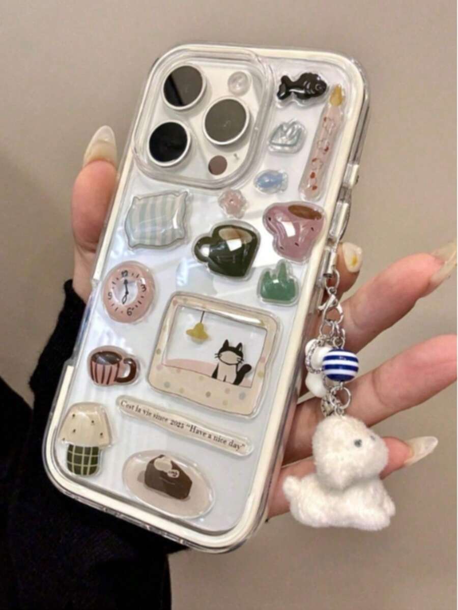 Nueva funda transparente con diseño de muñeco de nieve y árbol, compatible con iPhone 17 Pro Max, 16 Pro Max, 15, 14, 13, 12 y 11 Pro Max. Bonita funda protectora a prueba de golpes. - Pegatinas de gatitos - Ver 1