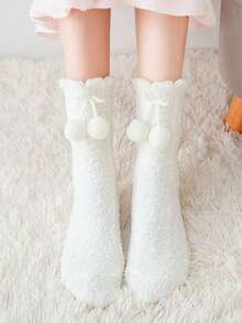 3 Pairs Of Women's Fluffy And Comfortable Plush Socks, Soft And Skin Friendly, Suitable For Home Sleep, With Multiple Colors To Choose From In Autumn And Winter - 彩色 - 查看 5