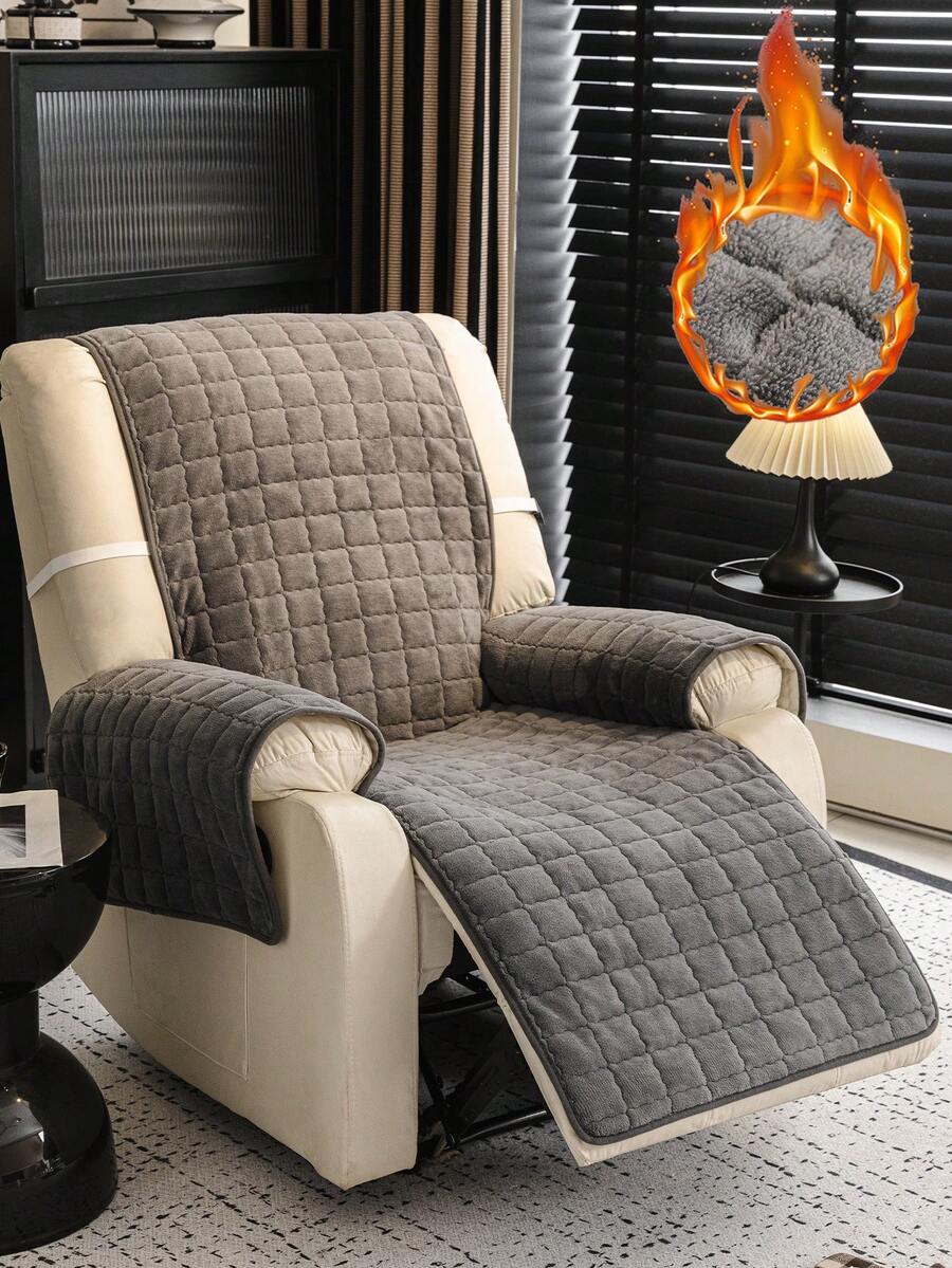 1 pieza Cojín de sofá acolchado de franela gruesa, funda de sofá con estilo minimalista moderno, resistente a las mascotas, antiensuciamiento y antideslizante, protector de sofá para otoño/invierno, resistente a los arañazos, adecuado para sofás en forma de L y sofás de 1/2/3/4 plazas (se vende individualmente) - Gris Oscuro - Ver 1