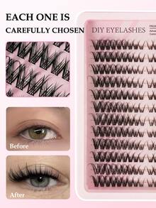 216pcs D-Curl Cluster False Eyelashes, DIY Makeup Essential, Large Capacity, Soft & Natural, Beginner-Friendly, Thick & Fluffy, Individual Lash Set, Long-Lasting & Dense, Mixed Styles, Suitable For Beginners & Everyday Use, Applicable For Weddings, Parties, Cosplay, And Music Festivals - Multicolor - View 5