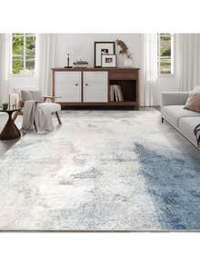 Famibay No Slip Machine Washable Area Rugs 3x5/5x8/6x9/8x10/9x12 Ft,Soft Large Living Room Area Rugs, Low Pile Neutral Area Rug For Dining Room,Washable Abstract Runner Carpet For Under Table, Rubber Back Carpet For Floor ( 2x3/3x5/5x8/6x9/8x10/9x12ft, Beige/Blue/Camel)