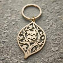 Customized Keychain Without Chain - Customized Golden Tree Of Life Design - Valentine's Day, Anniversary, Birthday, Daily Carry Gift - Durable Metal Keyring - Natural Inspired Commemorative, Suitable For Couples, Friends, Family - Elegant Customized Jewelry, Warm Gift, Fashion Accessory, Polished Surface, Couple Exclusive Gift - Style 36 - View 4