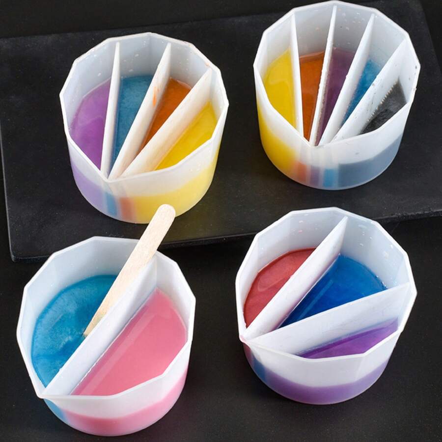 2/3/4/5 Compartment Silicone Liquid Pigment Resin Mixing Cups, Suitable For DIY Epoxy Resin Crafts Making Color Mixing Cups - White - View 1