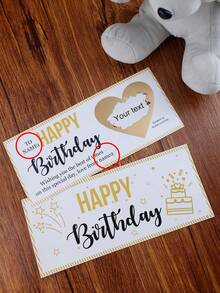 Individuelle Rubbelkarten, personalisierte Happy Birthday Rubbelkarte, Rubbellose, Erwachsenen Party Favors, Geburtstagsspiele, individualisierbare Name Familie Datum Rubbelkarte, anpassbarer Text Geburtstaggeschenke, Geburtstagsfest, Feiertags Zubehör, Familie, Freunde, Multifunktional, Valentinstag, Einzigartig, Paar - Stil B - Übersicht 2