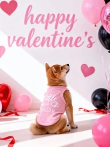 LUCKIE LABO 一件装“俏皮小姐”图案背心，防跳蚤，减少掉毛，透气，适合猫狗室内/室外穿着。 - 粉色 - 查看 5