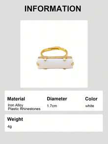 1pc Elegant Luxury Colorful Rhinestone Rectangular Adjustable Open Ring, Suitable For Women's Daily, Bar, Party Wear - Rectangular Rhinestone Ring - View 8