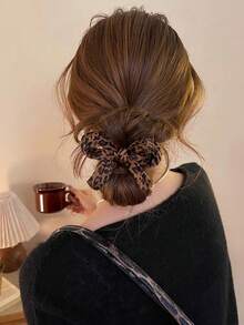 1pc Leopard Print Bow Hair Scrunchie, High Elasticity Hair Tie, Won't Damage Hair Head Accessories