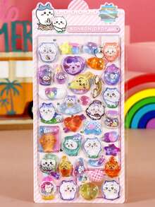 1pc Cartoon 3D Embossed Sticker, Cute Water-Resistant Sticker, Valentine's Day Gift, Random Style