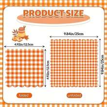 1 Pack (50pcs/100pcs) Pink Striped Plaid Theme Party Napkins, 3-Ply Thick Soft Unscented, 25*25cm Unfolded, 12.5*12.5cm Folded, Suitable For Birthday, Wedding, Holiday Parties, Restaurants, Kitchens, All Seasons - Orange - 1 Piece (50pcs) - View 3