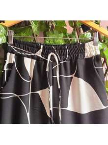 Duna Fabric Wide-Leg Pants - negro abstracto - Ver 5