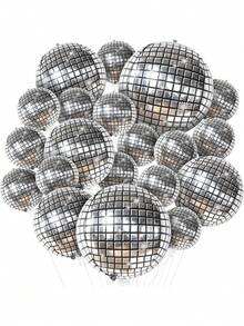 20pcs Silver Disco Ball Balloons, 22 Inch 4D Foil Balloons, No Electricity Needed, Suitable For Wedding, Engagement, Birthday, Carnival, Prom, New Year, 70s 80s 90s Theme Party Decor, Halloween, Christmas, Baby Shower And More - Silver - View 5