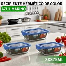2 piezas/3 piezas Recipientes de Almacenamiento de Alimentos de Vidrio con Tapas | Cajas de Almuerzo Herméticas y A Prueba de Fugas | Preparación y Almacenamiento de Comidas | Aptos para Microondas, Horno, Refrigerador y Lavavajillas - transparente - Ver 11