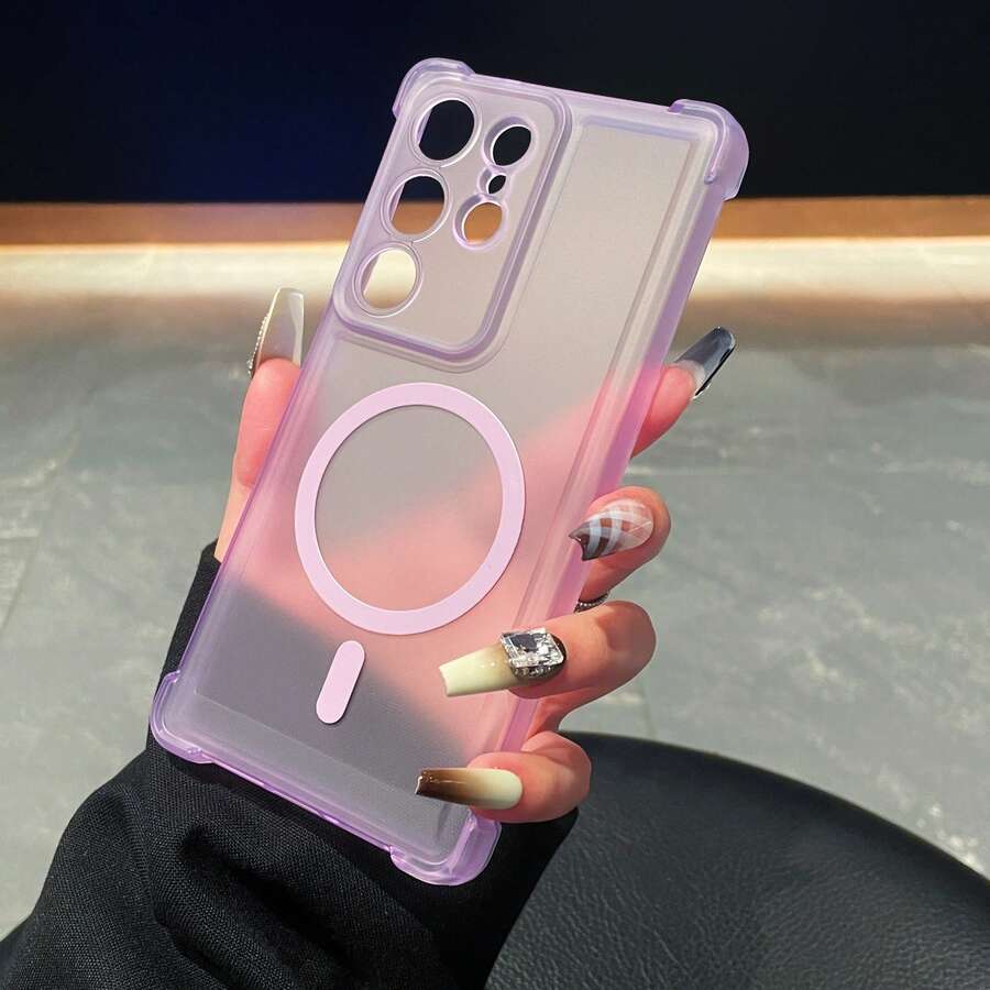 新款磨砂磁吸哑光半透明/全覆盖/防摔保护/磨砂亲肤感手机壳，兼容三星、苹果、vivo、OPPO等品牌手机。 - 淡紫色 - 查看 1