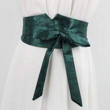 Nơ thắt lưng bản rộng kiểu Trung Quốc cổ điển in họa tiết, phụ kiện Hanfu để phối cùng váy và áo sơ mi, dụng cụ thắt eo. - Thắt lưng rộng bằng satin - Xem 2