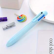 1pc 6-Color Ballpoint Pen, Plastic Retractable Pen, Highlighter Pen For Students, Back To School Supplies, Cute Stationery, Campus Colors, Writing Pen, Quality Student Stationery And School Supplies, Ideal New Year Gift, Lovely Back To School Gift - Multicolor - View 10