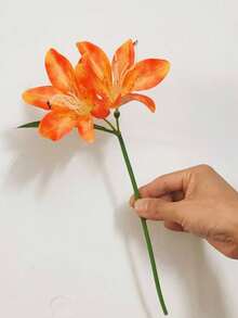 3支/6支仿真百合花，家居装饰，桌面摆件，插花，人造植物，塑料花，花园装饰，婚礼装饰，花束 - 彩色 - 查看 20