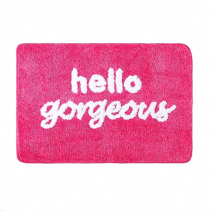 1 pieza Alfombra de baño rosa de peluche - Antideslizante, Absorbente, Lavable a máquina - Adecuada para el hogar, la cocina y el baño