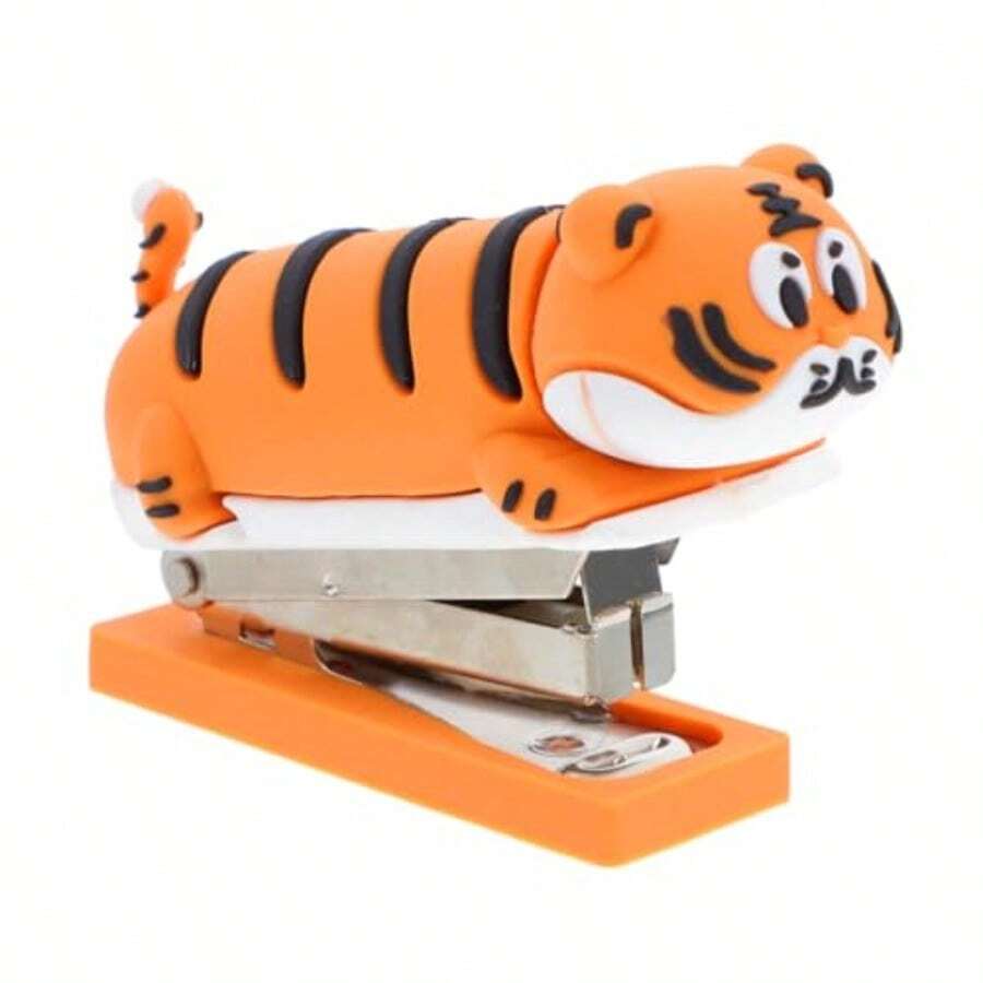 XISH Lurrose Grapadora Portátil Con Forma De Tigre Mini Compacta Para Oficina Y Estudiantes Grapadora Manual Para Papeles Y Documentos Diseño Divertido Y Fácil De Transportar - Multi - Ver 1