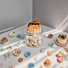 1个4英寸高透明亚克力蛋糕架，可填充蛋糕，蛋糕增高架，蛋糕层架，圆形蛋糕架，婚礼蛋糕架，圆柱形蛋糕架，适用于派对和生日派对 - 無色 - 查看 7