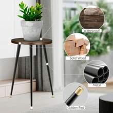 Plant Stands & TablesSoporte alto para plantas para interiores mesa auxiliar de madera de mediados de siglo para macetas de flores soporte de metal resistente decoración moderna para el hogar mesa auxiliar redonda pequeña 11.8 x 20 pulgadas - Marrn - Ver 5