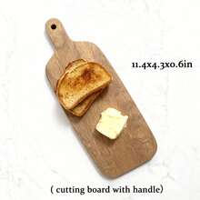1pc Wooden Cutting Board, Serving Tray With Handle - Decorative Platter Suitable For Bread, Cheese, New Home, Wedding Gift, Outdoor Picnic, Bar. Cutting Board For Cooked Food, Kitchen Accessory, Gift For Cooking Enthusiasts