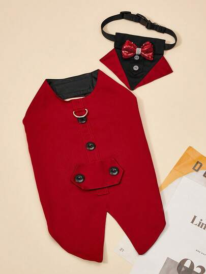 PETSIN 全新宠物燕尾服正式套装，带领结，狗狗围巾头巾服装，适合柯基犬和小型/中型/大型犬的派对装扮服装，婚礼/拍照，圣诞节，圣诞装饰