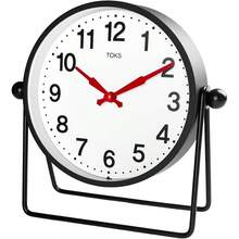 Desk Table Clock - Negro - Diseo minimalista - Reloj analgico de mesa - Nmeros grandes para legibilidad - Funciona con pila para oficina, recmara, decoracin de estante. 5 - Negro - Ver 2