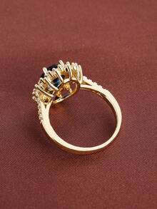 1pc Elegant Sunflower Design Cubic Zirconia Inlaid Fashion Ring For Women