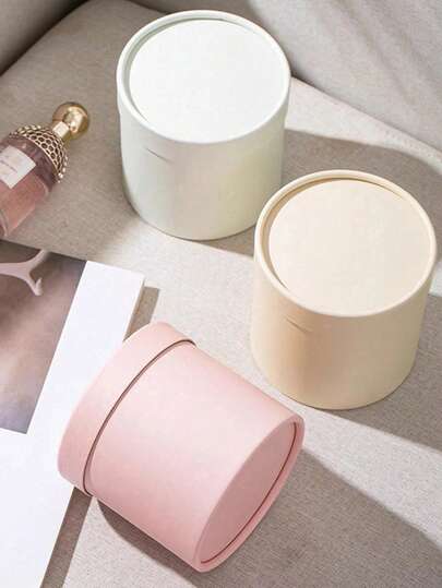 Portable Round Bouquet Storage Box - Sturdy Compact Lidded Paper Canister For Storing Floral Supplies, Reusable And Space-Saving, Great For Valentine's Day Gift