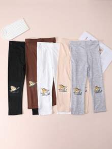5 đôi quần legging bó sát in hình hoạt hình dễ thương cho bé gái, đa năng cho mặc hàng ngày, phù hợp mọi mùa. - Nhiều màu - Xem 7