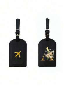 1PC TSA Approved Initial Luggage Tag, Soft Pu Faux Leather Personalized Monogrammed Luggage Tag, A-Z Letter Custom Travel Id Tag With Privacy Cover & Name Card Holder, Cute Baggage Claim Tag For Suitcases/Backpacks/Travel Bags/Carry-Ons/Duffel Bags - Multicolor - View 4