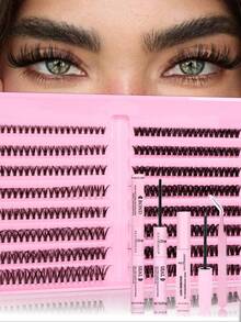 1624pcs,320pcs, 224pcs, 200pcs, 160pcs, D Curl, 30D 60D 80D 100D Eyelash Extension Kit, DlY Eyelash Extension Kit, Individual Lashes Cluster, Lash Clusters With Lash Bond, Lash Remove And Seal And Tweezers Tools, Suitable For Daily Commuting Or Holiday Celebration And Convenient For DIY Eyelash Makeup Design At Home - 黑色 - 查看 11