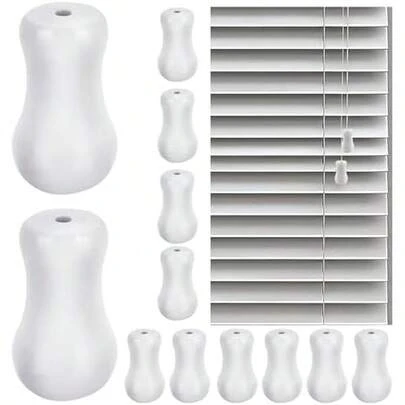 12 Pcs Wood Cord Tassels, White Blind Pull Cord Knobs Window Blinds Cords Drops Pull End Wooden Hanging Ball Pulls Blinds Cords Replacement Parts For Curtain Craft (1.22" X 0.71")