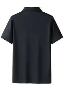 女士夏季速干Polo衫，商务休闲修身短袖T恤，弹力纯色上衣，适合日常穿着、办公室、聚会、派对等场合。 - 黑色 - 查看 6