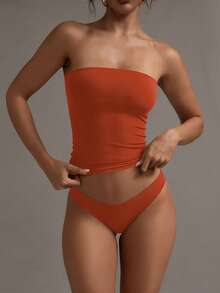 XLLAIS 性感无肩带基础款背心，时尚纯色弹力修身抹胸上衣，适合女性四季穿着