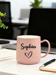 1pc Personalized Coffee Mug, Customized Name Ceramic Cup, 380ml/12oz Plastic Tumbler, Personalized Anniversary Gift, Ideal For Family, Women, Men, Holidays, Valentine's Day, Ramadan, Mildew Resistant, Reusable, Elegant, Cute, Modern, Minimalist Design - Multicolor - View 7