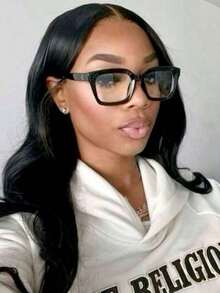 1 PC Square Frame Eyeglasses Clear Lens For Reading, Gaming, TV,Computer And Phones Glasses Accessories For Women Men    Casual    PC    None - 黑色 - 查看 3