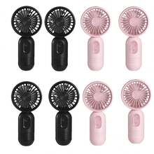 VanSmaGo Caming Fan Portable Mini Outdoor Fan Set [2/3/4/5/6/9/10 Pieces] Handheld Personal Small Fan With 3 Speed For Outdoor Travel, USB Rechargeable Battery Powered Durable Eyelash Fan, Multiple Colors - 8pcs--Black*4+Pink*4 - 查看 11