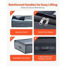 Under Bed Storage With Clear Lids, 39.2 X 19.7 X 7.1 Inch, 90L Large Underbed Clothes Storage Containers, Low Profile Under Bed Drawer Shoe Organizer Bins Box For Blanket Shoe Bedroom, 4 Pack - 39.2 x 19.7 x 7.1 Inch - 查看 7