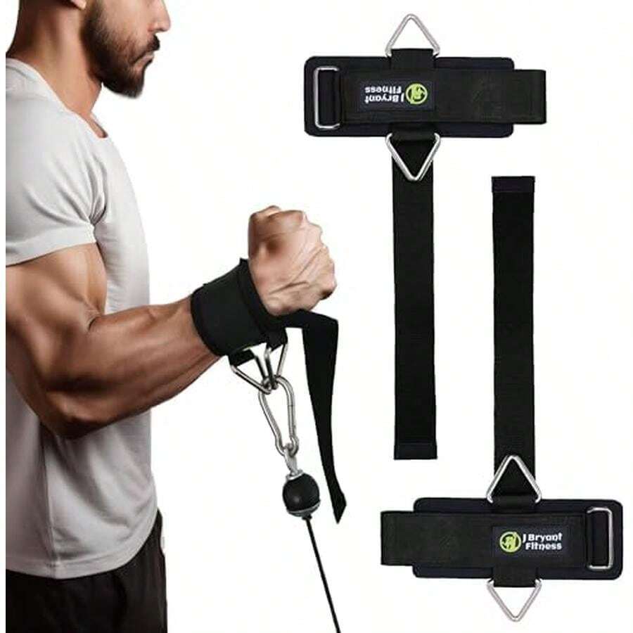 J Bryant Fitness - Correas de muñeca para levantamiento de pesas y máquinas de cables, puños acolchados de primera calidad con hebilla triangular resistente, ideal para entrenamiento de brazos - Negro - - Ver 1