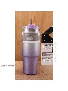 Galaxy 600ml/900ml Stainless Steel Cup - Multi-Color, Leak Proof, High Aesthetic Dopamine Color Style, Suitable For Large Capacity Rollers For Students And Outdoor Enthusiasts, Essential For Summer - 彩色 - 查看 5