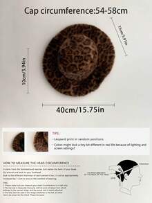 Western Cowgirl Y2K Aesthetic Teddy Fleece Hiking Hat, Women's Autumn/Winter Large Brim Hat, Fashionable Leopard Print Bucket Hat, Warm Vintage Cowboy Style Fluffy Thick Winter Hat - Multicolor - View 2