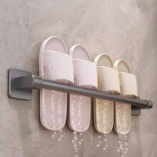 1pc Bathroom Slipper Draining Rack, Wall-Mounted Self-Adhesive Slipper Holder, No Drilling Required, Bathroom Shoe Rack - Multicolor - View 9