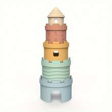 1 Infant And Toddler Silicone Block Set - Sensory Stacking Toys For Color Recognition, Teething, Montessori Early Learning - 珊瑚橙 - 查看 4