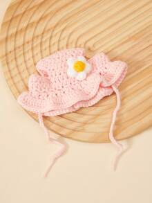 PETSIN 1顶手工针织小狗/小猫/青蛙造型宠物帽，涤纶材质，趣味派对头饰，适合小型猫咪佩戴