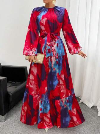 Vestido de mujer con estampado de teñido anudado, estilo árabe, para vacaciones, fiestas, playa, Año Nuevo, San Valentín