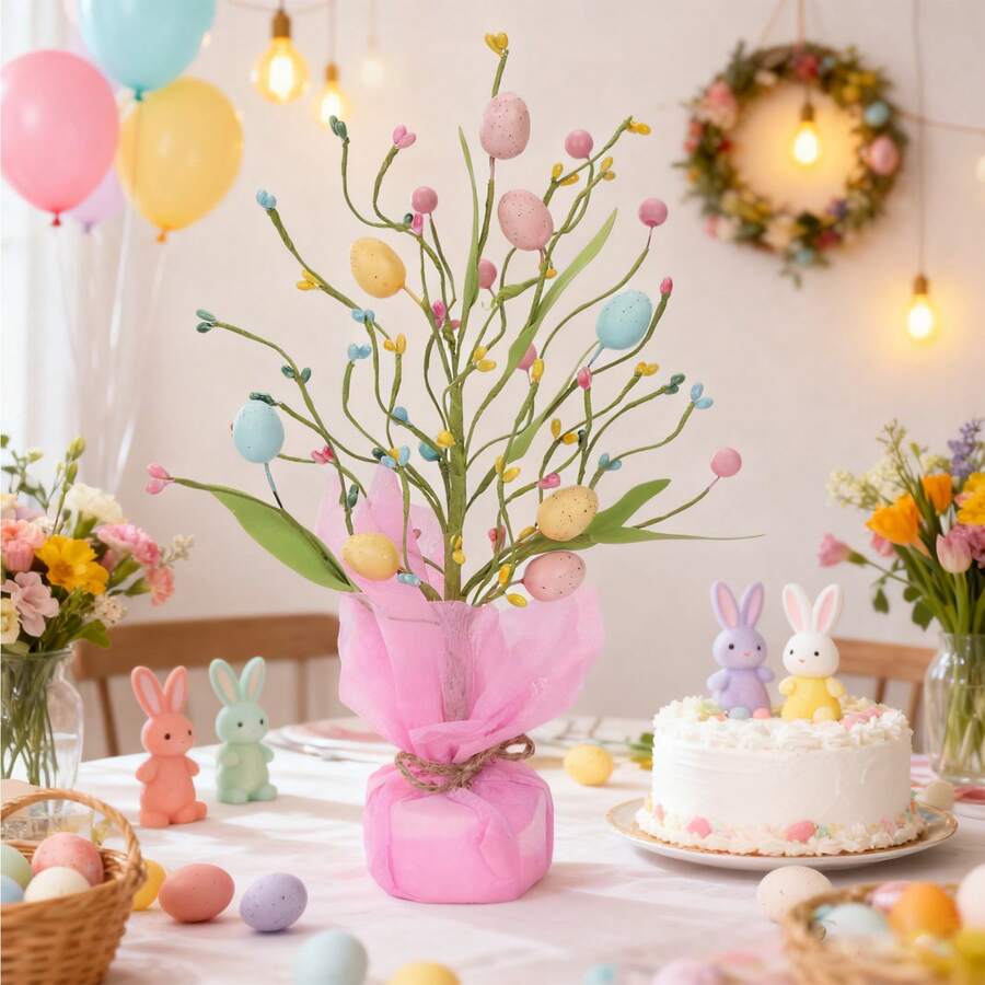 1PC/The Light Luxury And Exquisite Easter Potted Plant With A Texture And Small Easter Egg Is Suitable For The High-End Decoration Of The Spring Festival On The Table Of The Modern Light Luxury Living Room
